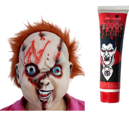 Mascara Halloween Látex Personaje Chucky + Sangre Falsa