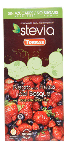 Torras Choco.stevia Negro/frutos 125gr