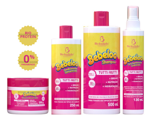 Kit P/ Todos Os Tipos De Cabelo Capilar Bebeloo Tutti Frutti