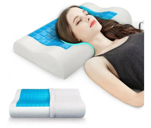 Almohada Con Gel Ortopedica Cervical Memory Foam + Funda 