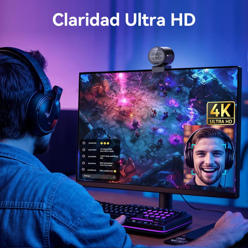Cámara Web 4k Uhd Emeet S600 Kit, Con Trípode, 1080p 60fps