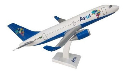 Maquete De Avião Em Madeira E R J  195 Azul - (38 Cm)