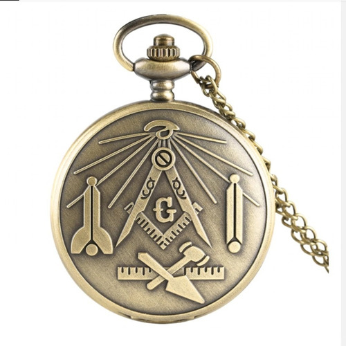 Imagen 1 de 3 de Reloj De Bolsillo Mason Escuadra Y Compas Oro Viejo