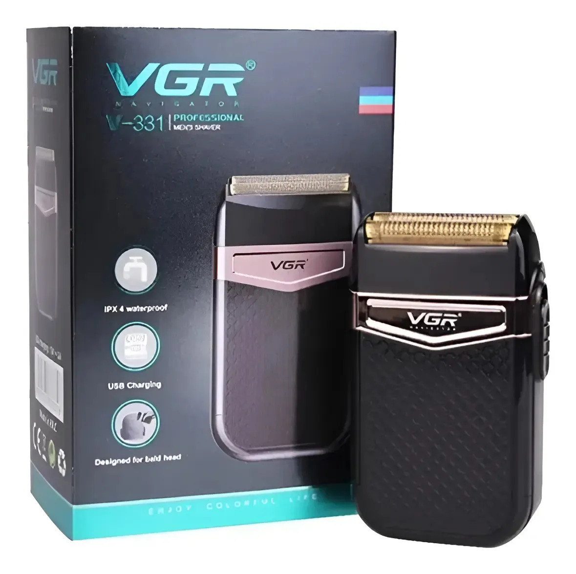 Afeitadora Maquina De Afeitar Barbera Vgr V-331 Rosa Y Negro