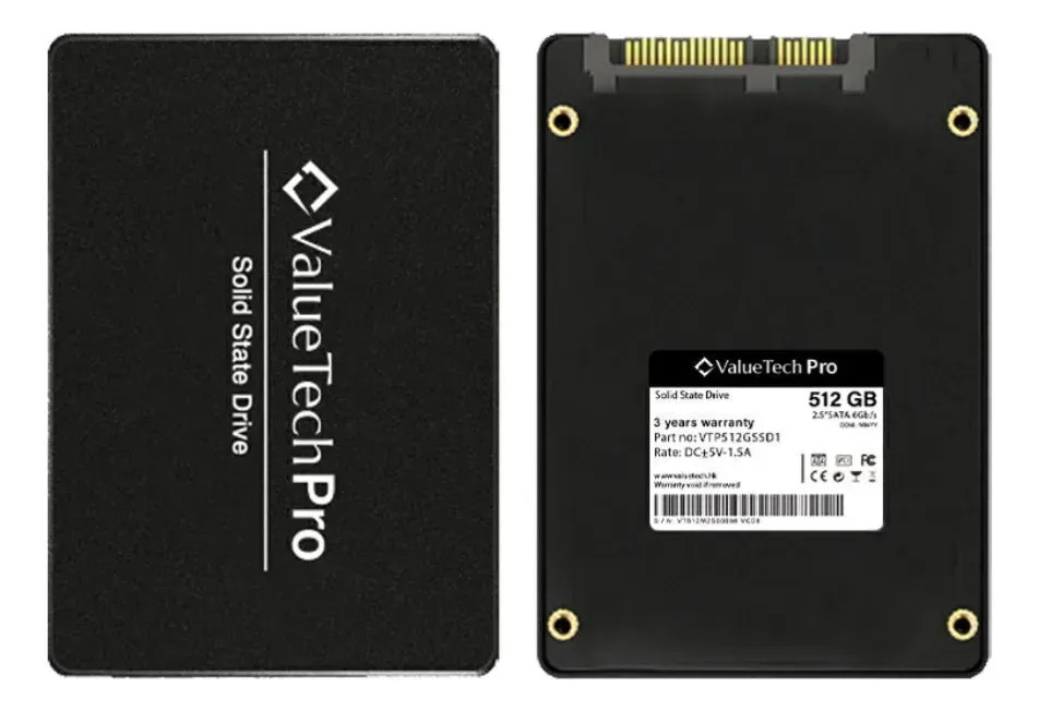 Disco Rigido Solido Ssd Valuetech Pro 512gb Sata3 6gb/s Negr Negro