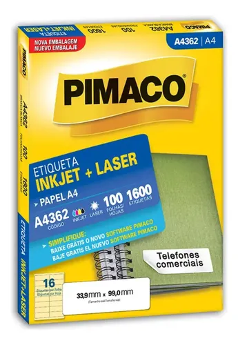 Etiqueta Adesiva 33,9x99,0 Pimaco A4362 Com 100 Folhas | Frete grátis