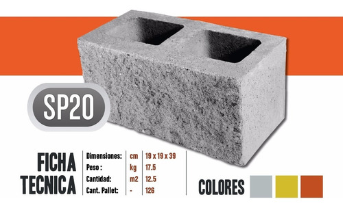Ladrillo Bloque De Cemento Simil Piedra 19x19x39