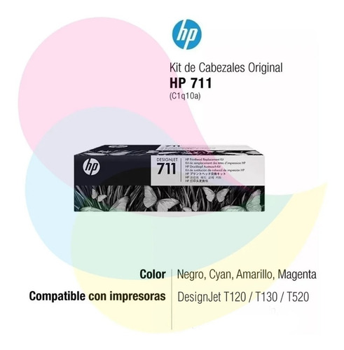 Imagen 2 de 4 de Kit Cabezales Hp 711 C1q10a Original Designjet T520 T120