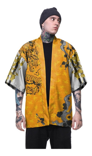 Kimono Haori Oriental Japão Oni Dragon Dragão Streetwear