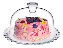 Comprar Panera Pastelera Con Domo De Vidrio Para Repostería 24 Cm Color Blanco