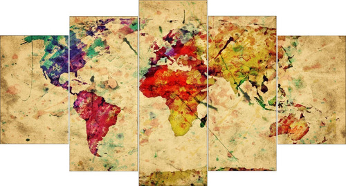 Quadro Mosaico Decorativo Mapa Mundo Antigo