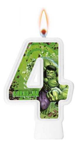 Número 4 - Vela O Incrível Hulk - Bolo, Aniversário E Festa