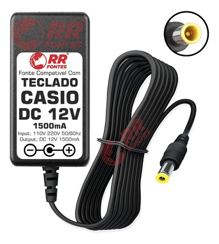 Fonte Dc 12v Para Piano Teclado Casio Ap-270 Px-150 Px-750