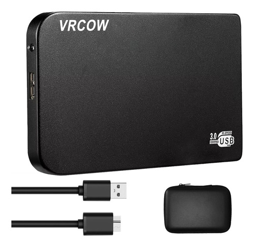 Externo Disco Duro Ssd 2tb Sólido Mini Portátil Vrcow 2000gb Usb3.0 Delgado Compatible Con Pc Portátil Y Mac Negro