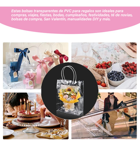 40 Bolsa Regalo Con Asa Transparentes Boda Bautizo Recuerdos