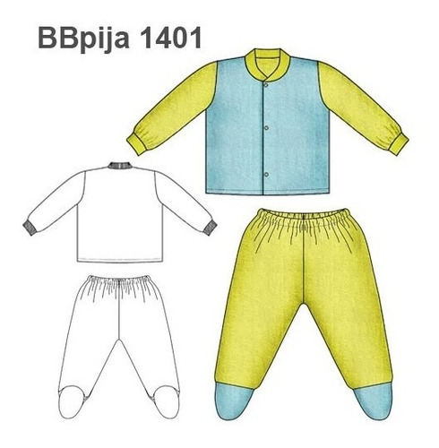 ( Moldes De Ropa)  Pijama 2 Piezas Bebe 1401