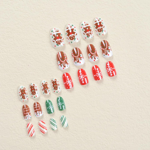 Presiona Navideña En Las Uñas Uñas Neurias De Longitud Media