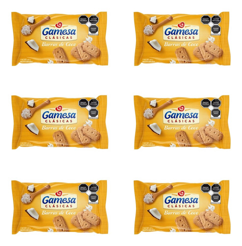 Galletas Gamesa Barras De Coco 365 Gr Pack De 6 Pzas