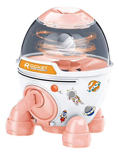 Rocket Piggy Bank Con Llave Aprendizaje Temprano Rosa