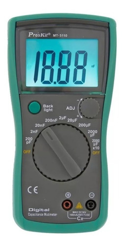 Capacimetro Digital Proskit Mt-5110 0.1pf-20000uf Luz Lcd