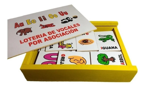 Lotería De Vocales Juego De Mesa Madera Didáctico Educativo 