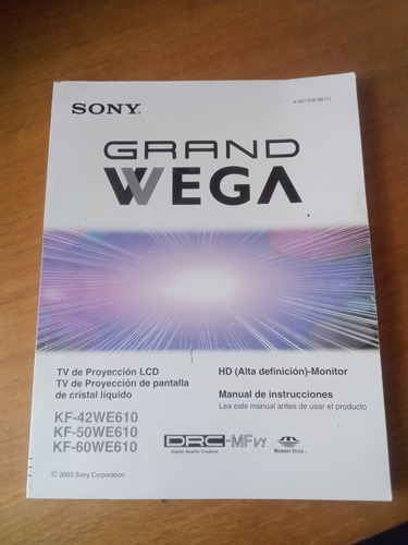 Manual De Instrucciones Sony Grand Wega Tv