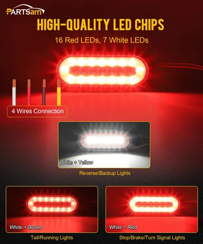 Luces Traseras Para Remolque Partsam, Luz Led Ovalada Y Fren