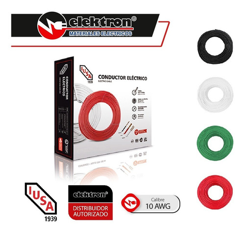 Imagen 3 de 8 de Caja 100 Mts Cable Iusa Negro Thw Cal 10 Awg 100%cobre