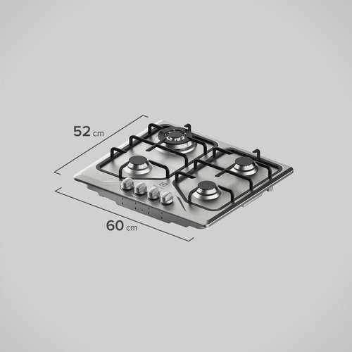 Cooktop À Gás Electrolux 4 Bocas Gt60x Tripla Chama Inox Prateado