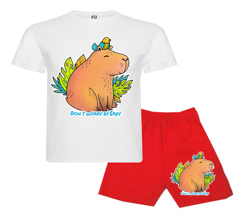 Pijama Capibara Corto 100% Algodón Niños Flex