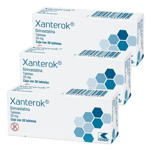 Kener Xanterok (simvastatina) Pack C/3 Cajas 20mg C/30 Tabs