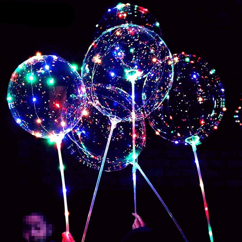 Imagen 6 de 10 de Globo Burbuja Cristal Transparente Luminoso Led Cotillón X12