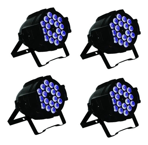 Kit 04 Refletor Par Led Rgbwa+uv Optipar - 18x18w - Hexaled 110V/220V