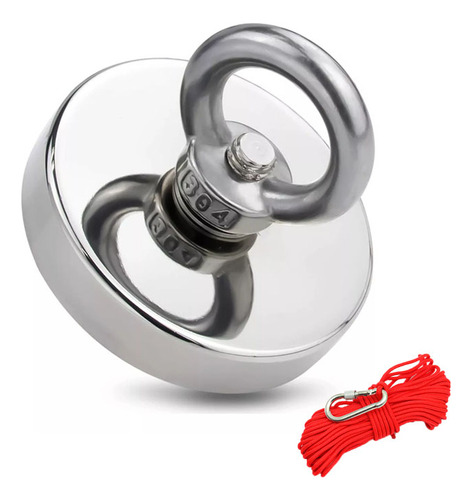 Yuhuangcheng Imán Neodimio Súper Magnético 120kg Gancho Pesca 60mm+cordón Kit de imán de pesca magnético con imán súper fuerte para tirar de grado magnético para pesca magnética y salvamento en río