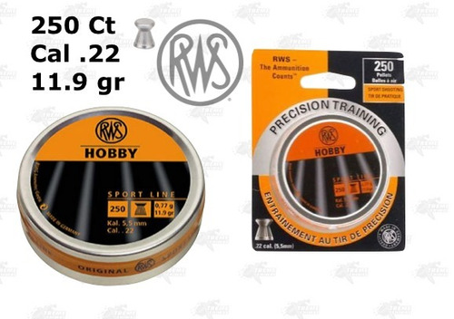 250 Pellets Rws Hobby 11.9gr .22  Balines Xtr P