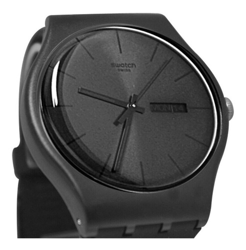 Imagen 2 de 3 de Reloj pulsera Swatch Originals Black Rebel de cuerpo color negro, analógico, fondo negro, con correa de silicona color negro, agujas color negro, dial negro, bisel color negro y hebilla simple
