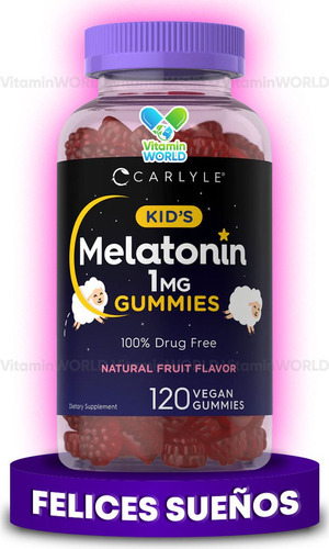 Carlyle Melatonina 1mg 120 Gomitas Para Niños Sabor A Fruta