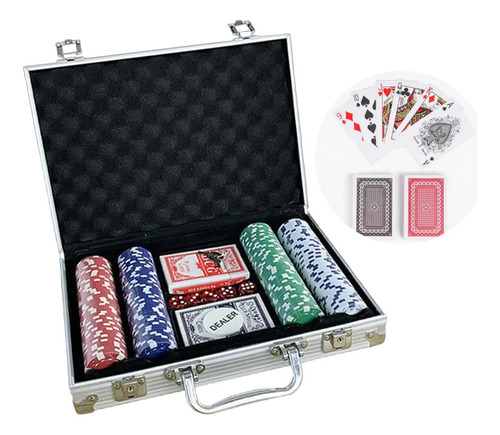 Set Valija Poker 200 Fichas +6mazos Naipe