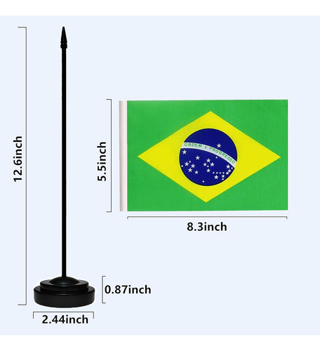 Banderas De Escritorio Tibijoy, Brasil, Poliester, Kit X 2