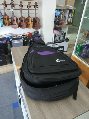 Capa Violão Folk Custom Sound Preto C/ Roxo