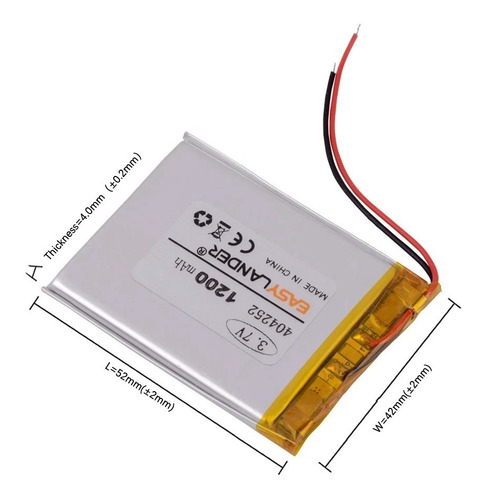 Imagen 2 de 2 de Bateria Li Ion 3.7v 1200mah 404252 52x40x4.2mm