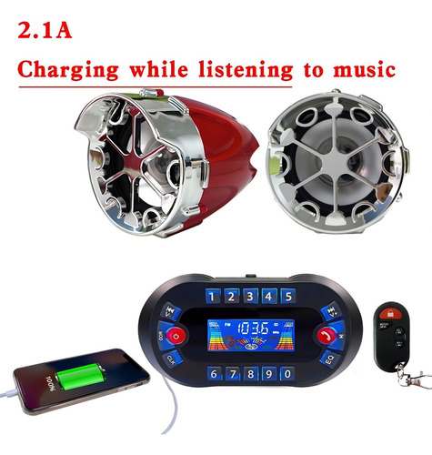 Alarma Y Parlantes Bluetooth Para Moto Mp3 Radio Con Control