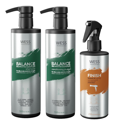 Kit Wess Balance Sh + Condicionador 500ml + Finish 250ml