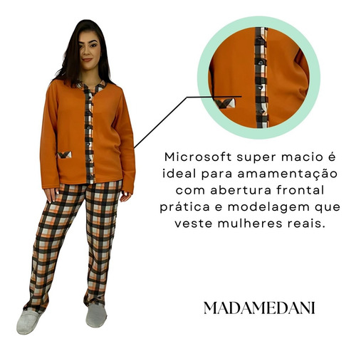 Pijama Longo Americano Blogueira Aberto Botões Amamentar