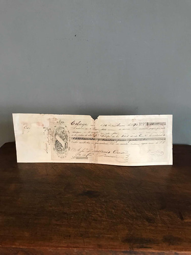 Antiguo Documento Cheque Año 1878 Con Grabado Impreso !