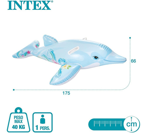 Montable Flotador En Forma Delfín Intex Celeste