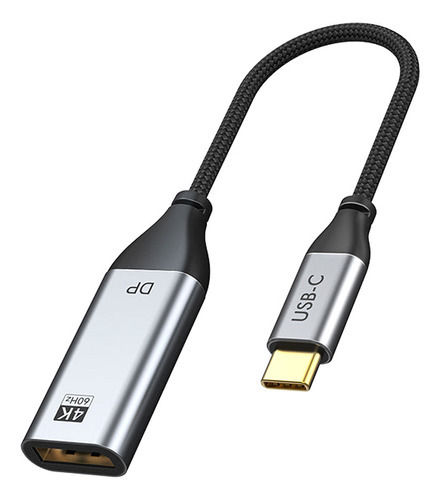 Adaptador Usb C Macho X Displayport Fêmea 4k 15cm Cabletime