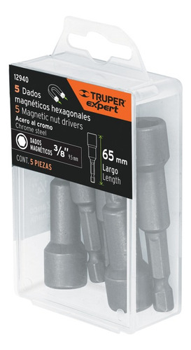 Pack 5 Punta Taladro, Dados Magnéticos 3/8'' Truper 12940