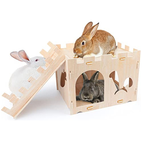 Extra Large Wooden Rabbit Castle Bunny House And Hideou...