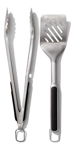 Imagen 2 de 10 de Set Parrilla Asado Espatula Pinza Soporte Silicona Oxo X3 Pz
